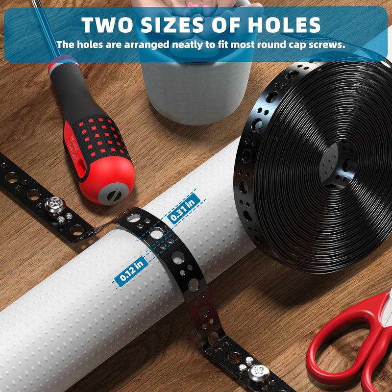 U0U 1 Inch x 30FT Metal Strapping with Holes,Black Galvanized Pipe Pipe Hanger Strap,Steel Strap for Pipe Hanger Strap Support - Image 3